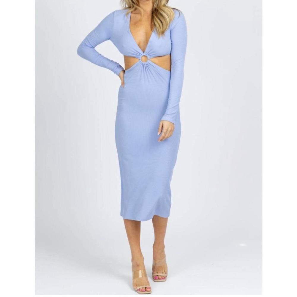 Light Blue Cutout Midi Dress
